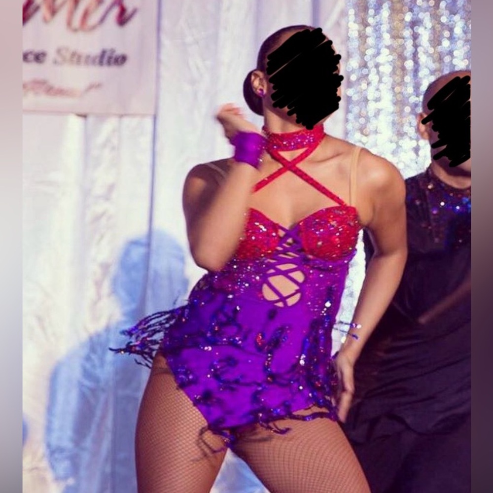 Red/purple ballroom dress
